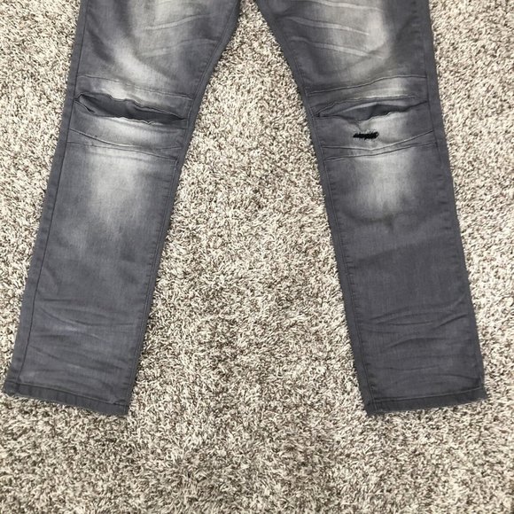Smoke Rise Men's Black Fashion Distressed Rip Moto Denim Jean sz 40x32 - Picture 4 of 12